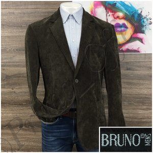 Bruno Mens Blazer Sport Coat Two Button Casual Jacket‎ Size 44R Corduroy Suit